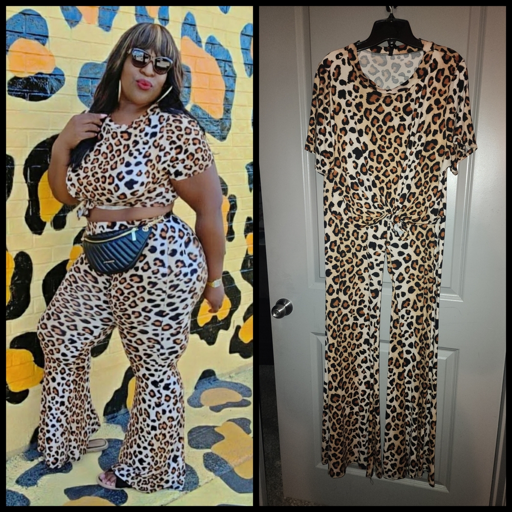 Leopard Print Flare Jumpsuit